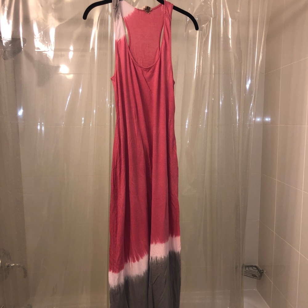 Soft Joie pink tie dye long cotton dress S